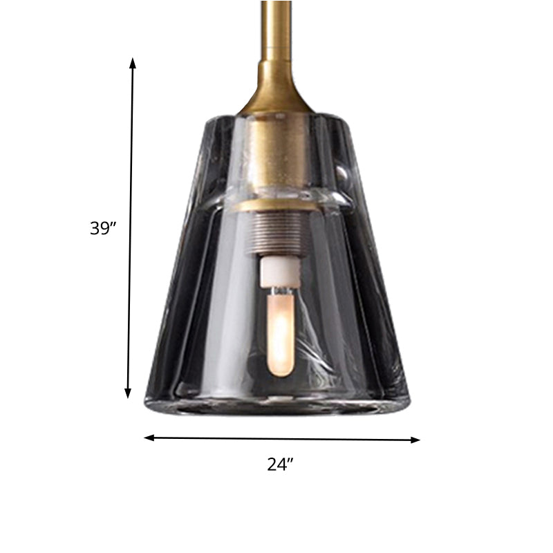 Black/Brass/Chrome Cone Pendant Lamp Post Modernist Led Double Smoke Glass Ceiling Light Fixture Clearhalo 'Ceiling Lights' 'Glass shade' 'Glass' 'Modern Pendants' 'Modern' 'Pendant Lights' 'Pendants' Lighting' 157993