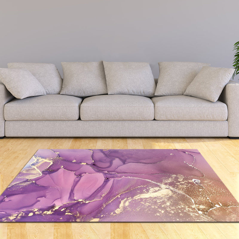 Purple and Pink Modern Rug Polyester Watercolor Print Rug Machine Washable Non-Slip Area Rug for Living Room Clearhalo 'Area Rug' 'Modern' 'Rugs' Rug' 1579933