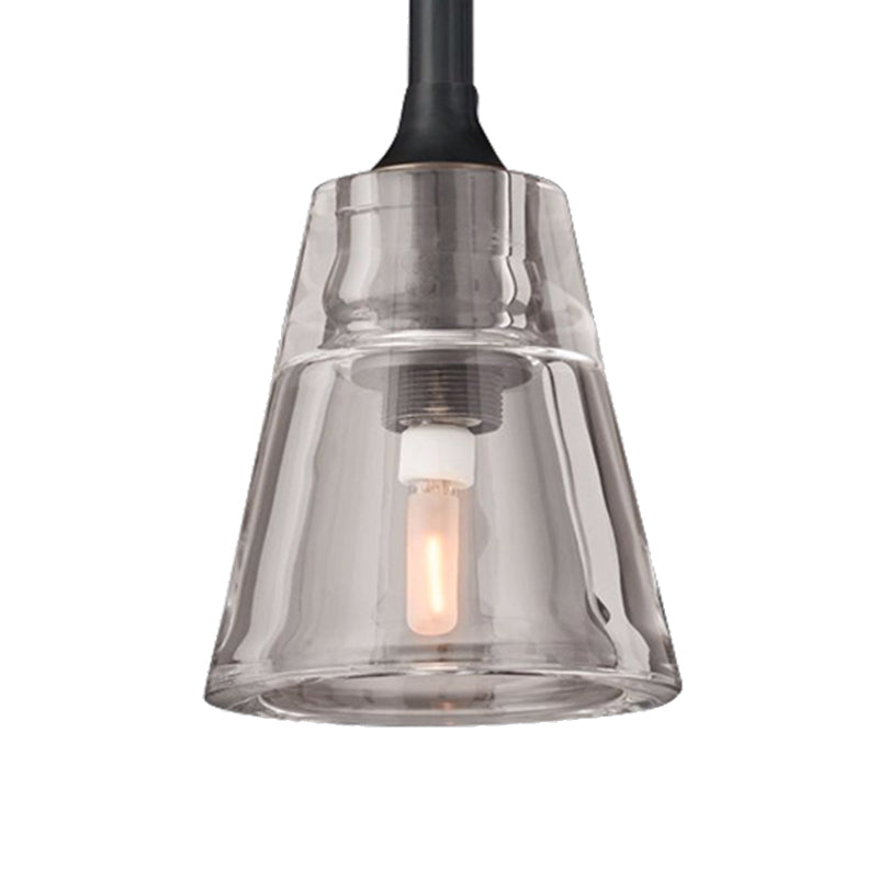 Black/Brass/Chrome Cone Pendant Lamp Post Modernist Led Double Smoke Glass Ceiling Light Fixture Clearhalo 'Ceiling Lights' 'Glass shade' 'Glass' 'Modern Pendants' 'Modern' 'Pendant Lights' 'Pendants' Lighting' 157994