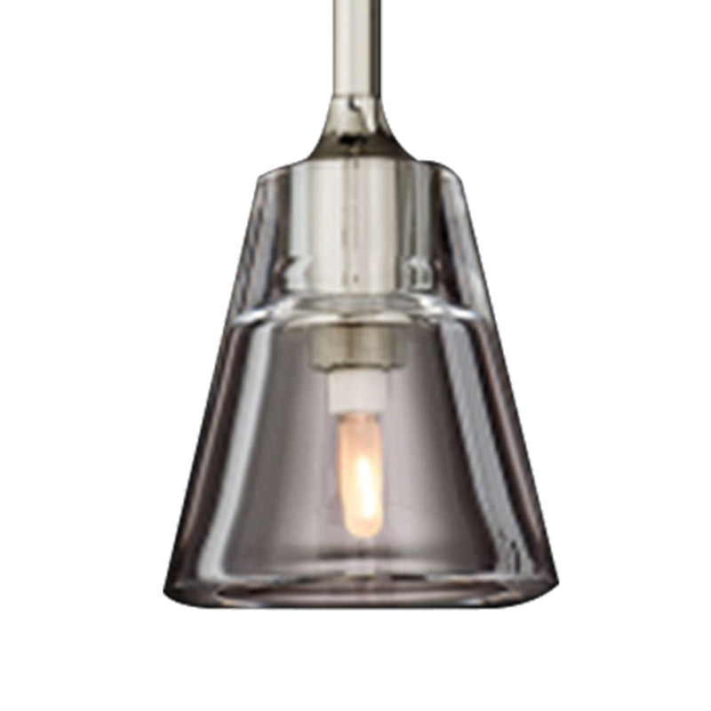 Black/Brass/Chrome Cone Pendant Lamp Post Modernist Led Double Smoke Glass Ceiling Light Fixture Clearhalo 'Ceiling Lights' 'Glass shade' 'Glass' 'Modern Pendants' 'Modern' 'Pendant Lights' 'Pendants' Lighting' 157995