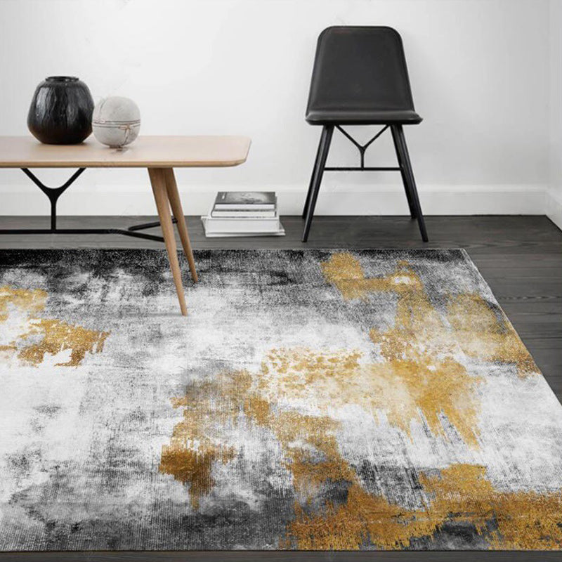 Yellow and Grey Contemporary Rug Polyester Abstract Rug Washable Non-Slip Backing Carpet for Living Room Clearhalo 'Area Rug' 'Modern' 'Rugs' Rug' 1579957