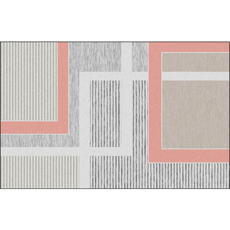 Simple Modern Rug in Grey Color Block Stripe Pattern Area Rug Polyester Machine Washable Carpet for Home Decoration Clearhalo 'Area Rug' 'Modern' 'Rugs' Rug' 1579974