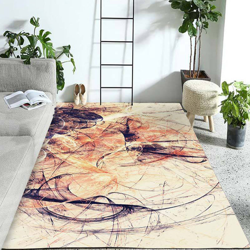 Orange and Beige Casual Rug Polyester Abstract Rug Non-Slip Backing Washable Carpet for Living Room Clearhalo 'Area Rug' 'Modern' 'Rugs' Rug' 1580005