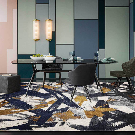 Modern Living Room Rug Multi-color Abstract Painting Lines Pattern Rug Polyester Washable Area Rug Gold Clearhalo 'Area Rug' 'Modern' 'Rugs' Rug' 1580051