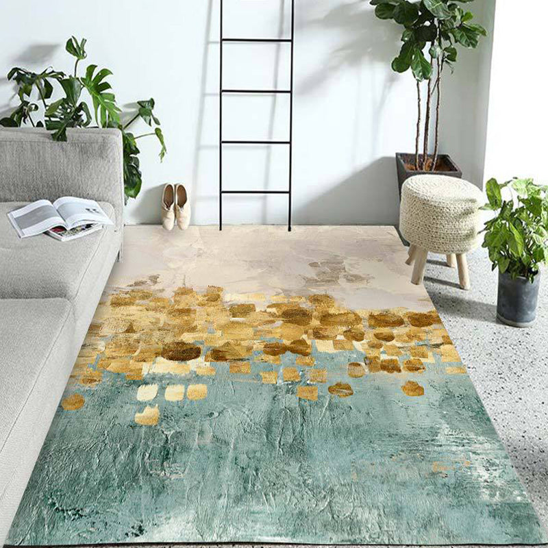 Blue and Yellow Contemporary Rug Polyester Abstract Rug Non-Slip Backing Washable Carpet for Living Room Clearhalo 'Area Rug' 'Modern' 'Rugs' Rug' 1580060