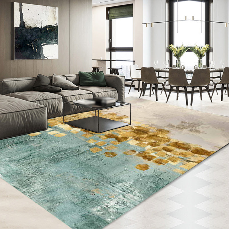 Blue and Yellow Contemporary Rug Polyester Abstract Rug Non-Slip Backing Washable Carpet for Living Room Clearhalo 'Area Rug' 'Modern' 'Rugs' Rug' 1580061