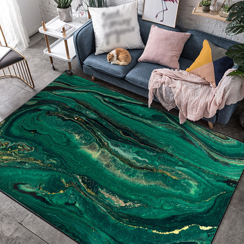 Green Novelty Rug Polyester Watercolor Pattern Rug Washable Non-Slip Backing Carpet for Living Room Clearhalo 'Area Rug' 'Modern' 'Rugs' Rug' 1580083