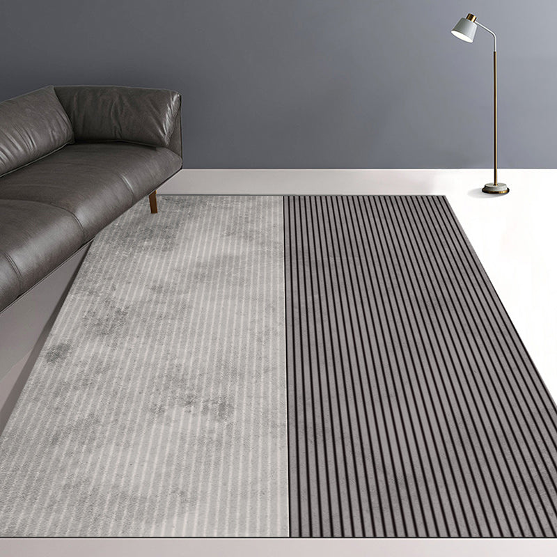 Grey Simple Rug Polyester Striped Pattern Rug Washable Non-Slip Backing Carpet for Living Room Grey Clearhalo 'Area Rug' 'Modern' 'Rugs' Rug' 1580114