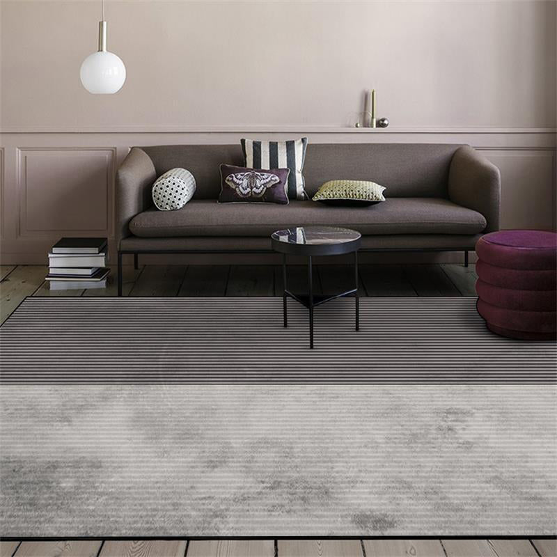 Grey Simple Rug Polyester Striped Pattern Rug Washable Non-Slip Backing Carpet for Living Room Clearhalo 'Area Rug' 'Modern' 'Rugs' Rug' 1580115