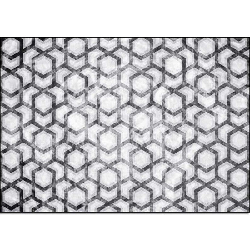 Nordic Geometric Print Rug Black and White Polyester Rug Machine Washable Non-Slip Backing Area Rug for Bedroom Clearhalo 'Area Rug' 'Modern' 'Rugs' Rug' 1580132