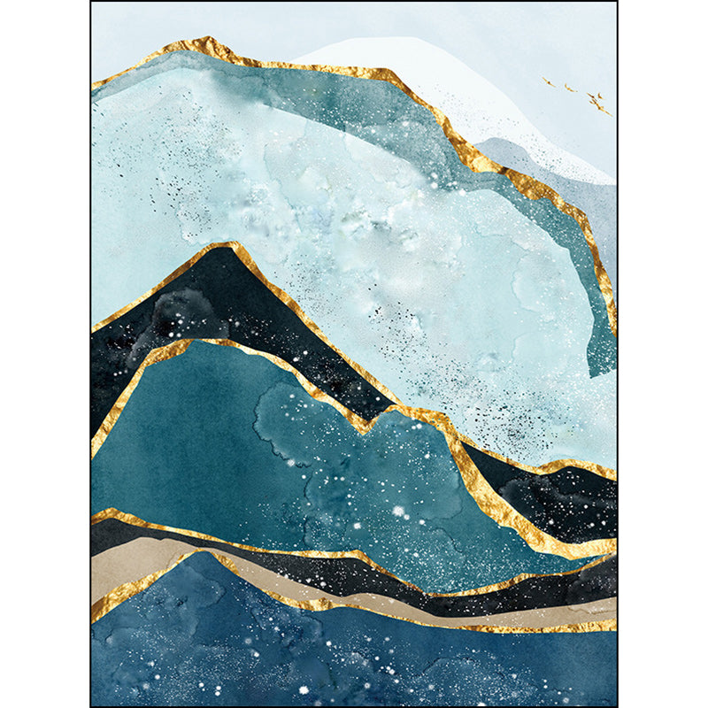 Contemporary Painting Rug with Mountain Green and Blue Polyester Rug Washable Non-Slip Backing Area Rug for Bedroom Clearhalo 'Area Rug' 'Modern' 'Rugs' Rug' 1580156