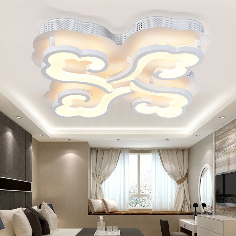 Acrylic Cloud LED Flush Ceiling Lamp Simplicity 4/6/12 Lights Flush Mount Lighting Fixture in Warm/White/Natural Light 4 White Clearhalo 'Ceiling Lights' 'Close To Ceiling Lights' 'Close to ceiling' 'Semi-flushmount' Lighting' 158017