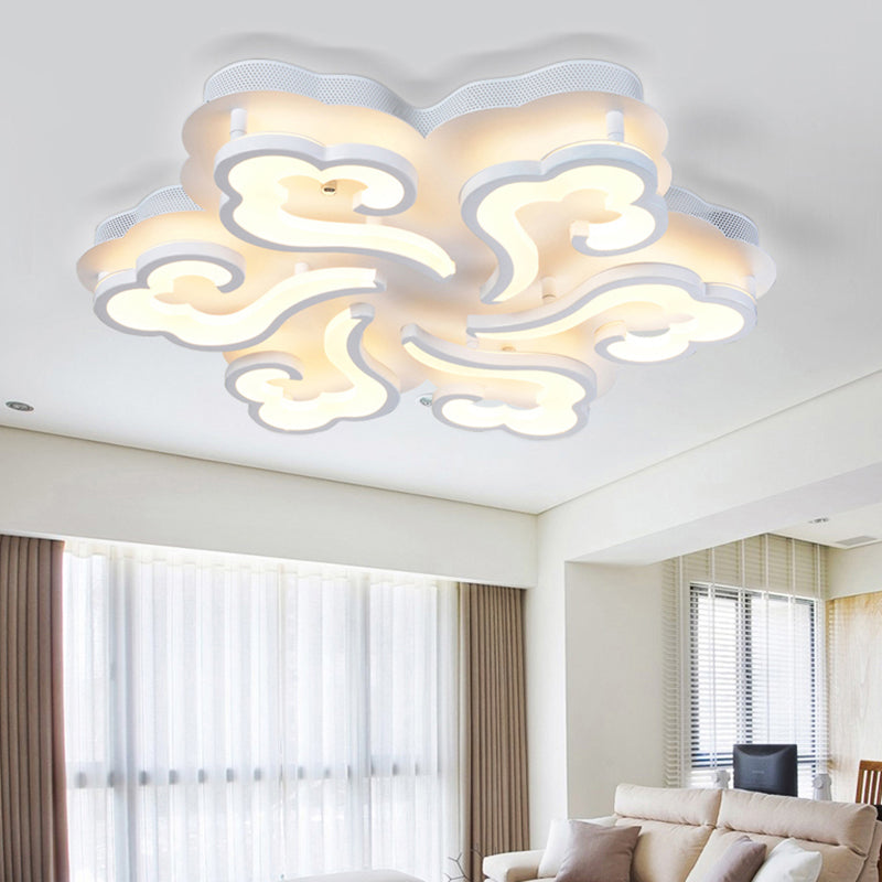 Acrylic Cloud LED Flush Ceiling Lamp Simplicity 4/6/12 Lights Flush Mount Lighting Fixture in Warm/White/Natural Light 6 White Clearhalo 'Ceiling Lights' 'Close To Ceiling Lights' 'Close to ceiling' 'Semi-flushmount' Lighting' 158021