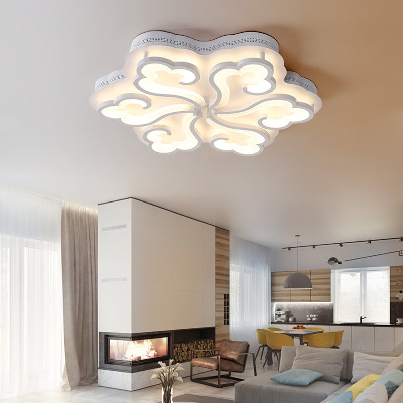 Acrylic Cloud LED Flush Ceiling Lamp Simplicity 4/6/12 Lights Flush Mount Lighting Fixture in Warm/White/Natural Light Clearhalo 'Ceiling Lights' 'Close To Ceiling Lights' 'Close to ceiling' 'Semi-flushmount' Lighting' 158022