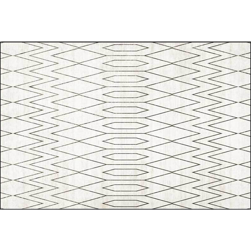 Minimalist Modern Rug in White Geometry Rhombus Wave Pattern Rug Polyester Machine Washable Carpet for Home Decoration Clearhalo 'Area Rug' 'Modern' 'Rugs' Rug' 1580228