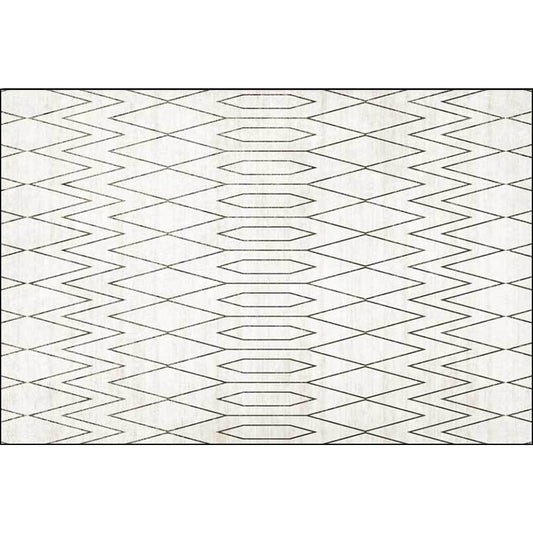 Minimalist Modern Rug in White Geometry Rhombus Wave Pattern Rug Polyester Machine Washable Carpet for Home Decoration Clearhalo 'Area Rug' 'Modern' 'Rugs' Rug' 1580228