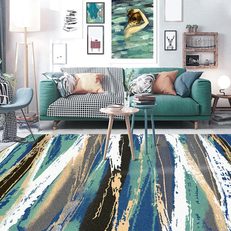 Stylish Brushstroke Painting Print Rug Green and Brown Casual Rug Polyester Washable Anti-Slip Backing Carpet for Living Room Green Clearhalo 'Area Rug' 'Modern' 'Rugs' Rug' 1580234