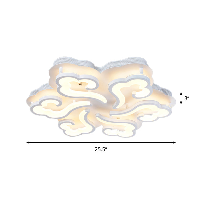 Acrylic Cloud LED Flush Ceiling Lamp Simplicity 4/6/12 Lights Flush Mount Lighting Fixture in Warm/White/Natural Light Clearhalo 'Ceiling Lights' 'Close To Ceiling Lights' 'Close to ceiling' 'Semi-flushmount' Lighting' 158024