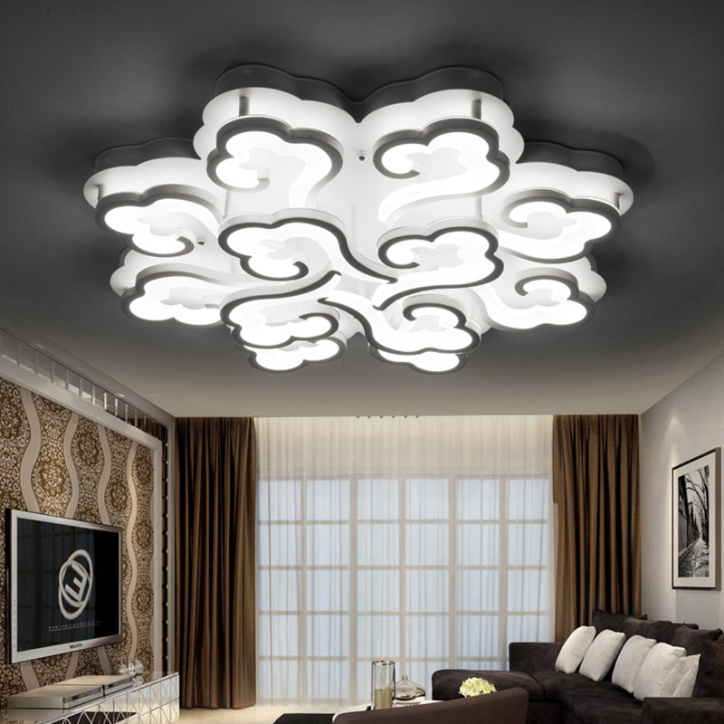 Acrylic Cloud LED Flush Ceiling Lamp Simplicity 4/6/12 Lights Flush Mount Lighting Fixture in Warm/White/Natural Light Clearhalo 'Ceiling Lights' 'Close To Ceiling Lights' 'Close to ceiling' 'Semi-flushmount' Lighting' 158025