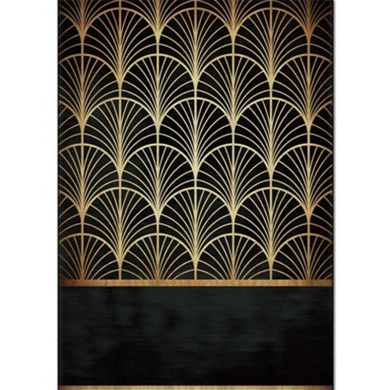 Stylish Apricot Leaf Pattern Rug Black and Golden Novelty Rug Polyester Washable Anti-Slip Backing Area Rug for Living Room Clearhalo 'Area Rug' 'Modern' 'Rugs' Rug' 1580252