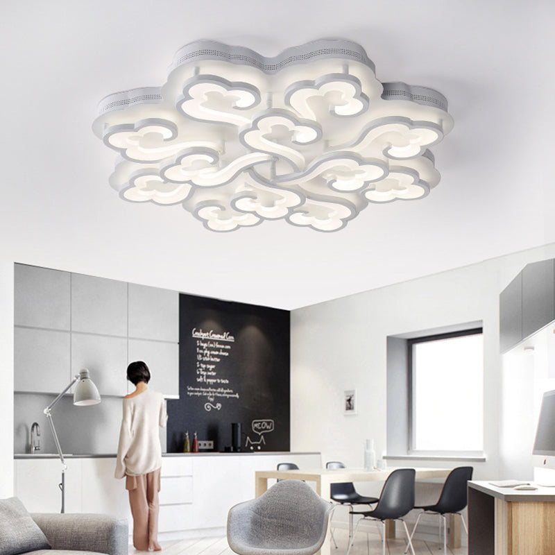 Acrylic Cloud LED Flush Ceiling Lamp Simplicity 4/6/12 Lights Flush Mount Lighting Fixture in Warm/White/Natural Light 12 White White Clearhalo 'Ceiling Lights' 'Close To Ceiling Lights' 'Close to ceiling' 'Semi-flushmount' Lighting' 158026