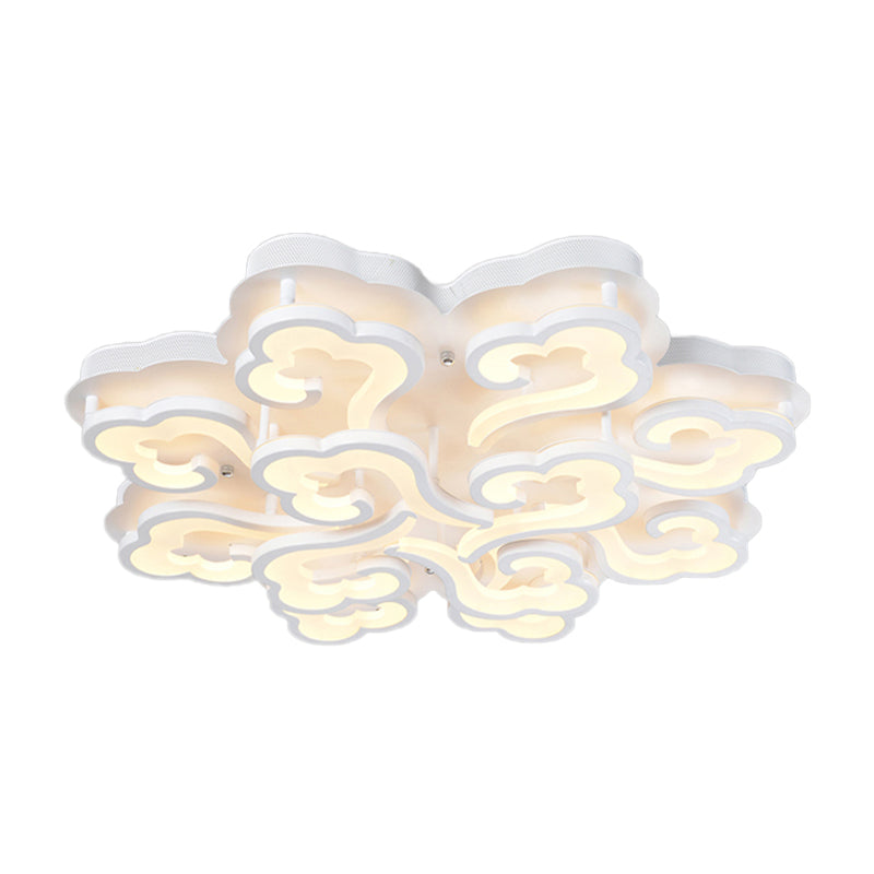 Acrylic Cloud LED Flush Ceiling Lamp Simplicity 4/6/12 Lights Flush Mount Lighting Fixture in Warm/White/Natural Light 12 White Clearhalo 'Ceiling Lights' 'Close To Ceiling Lights' 'Close to ceiling' 'Semi-flushmount' Lighting' 158027