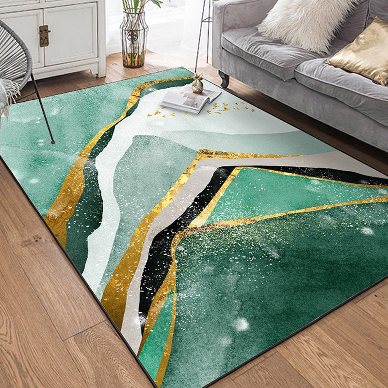 Creative Bird and Mountain Rug Green Contemporary Rug Polyester Washable Anti-Slip Backing Carpet for Living Room Clearhalo 'Area Rug' 'Modern' 'Rugs' Rug' 1580275