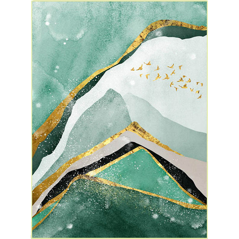 Creative Bird and Mountain Rug Green Contemporary Rug Polyester Washable Anti-Slip Backing Carpet for Living Room Clearhalo 'Area Rug' 'Modern' 'Rugs' Rug' 1580276