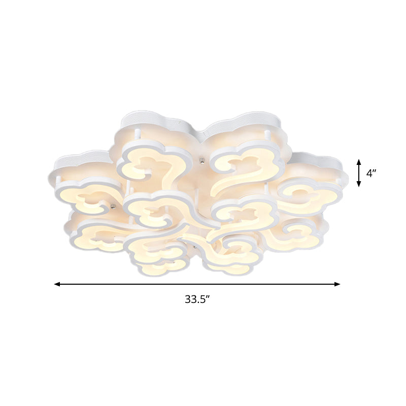 Acrylic Cloud LED Flush Ceiling Lamp Simplicity 4/6/12 Lights Flush Mount Lighting Fixture in Warm/White/Natural Light Clearhalo 'Ceiling Lights' 'Close To Ceiling Lights' 'Close to ceiling' 'Semi-flushmount' Lighting' 158028