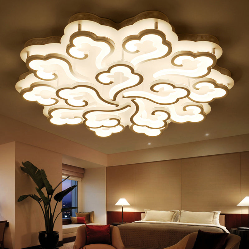 Acrylic Cloud LED Flush Ceiling Lamp Simplicity 4/6/12 Lights Flush Mount Lighting Fixture in Warm/White/Natural Light Clearhalo 'Ceiling Lights' 'Close To Ceiling Lights' 'Close to ceiling' 'Semi-flushmount' Lighting' 158029