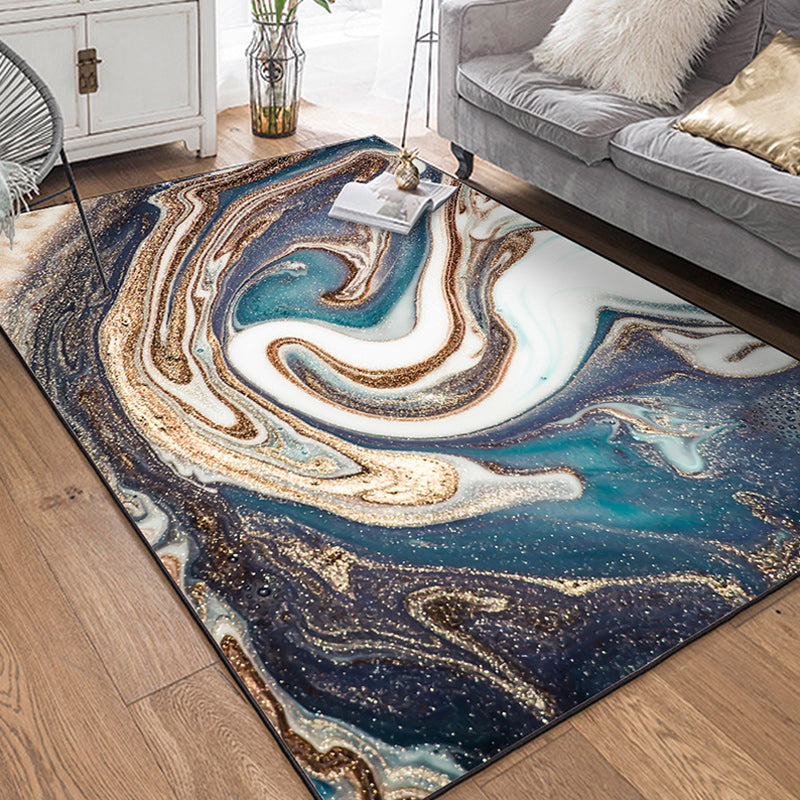 Unique Watercolor Pattern Rug Blue Multicolor Modern Rug Polyester Washable Anti-Slip Backing Carpet for Living Room White Clearhalo 'Area Rug' 'Modern' 'Rugs' Rug' 1580290