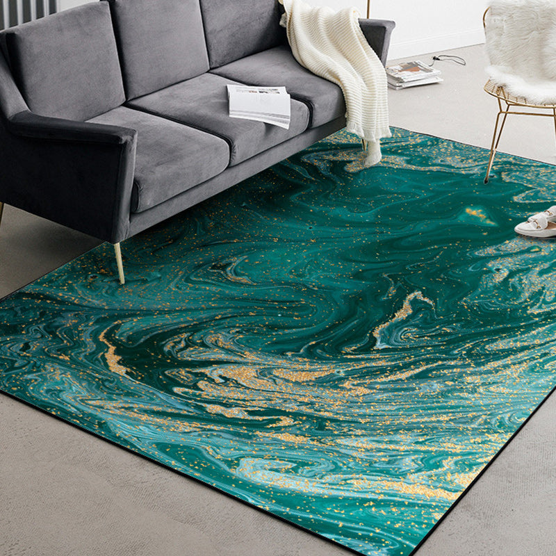 Green and Golden Contemporary Rug Polyester Watercolor Pattern Rug Washable Non-Slip Backing Carpet for Living Room Green Clearhalo 'Area Rug' 'Modern' 'Rugs' Rug' 1580306