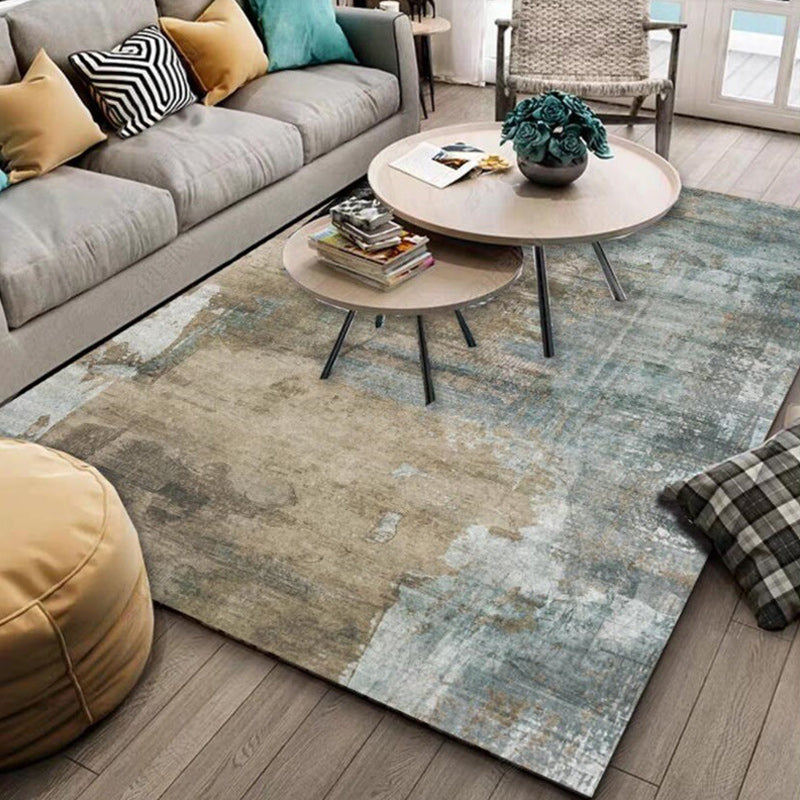 Whitewash Abstract Rug Light Camel Industrial Rug Polyester Washable  Anti-Slip Backing Carpet for Living Room