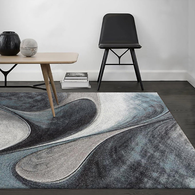 Simple Abstract Rug Grey and Blue Polyester Rug Washable Non-Slip Backing Area Rug for Bedroom Clearhalo 'Area Rug' 'Modern' 'Rugs' Rug' 1580331