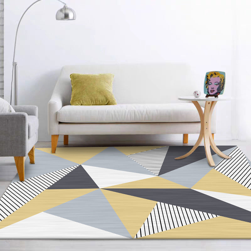 Colorful Bedroom Rug Modern Color Block Triangle Stripe Pattern Area Rug Polyester Machine Washable Carpet Yellow Clearhalo 'Area Rug' 'Modern' 'Rugs' Rug' 1580386