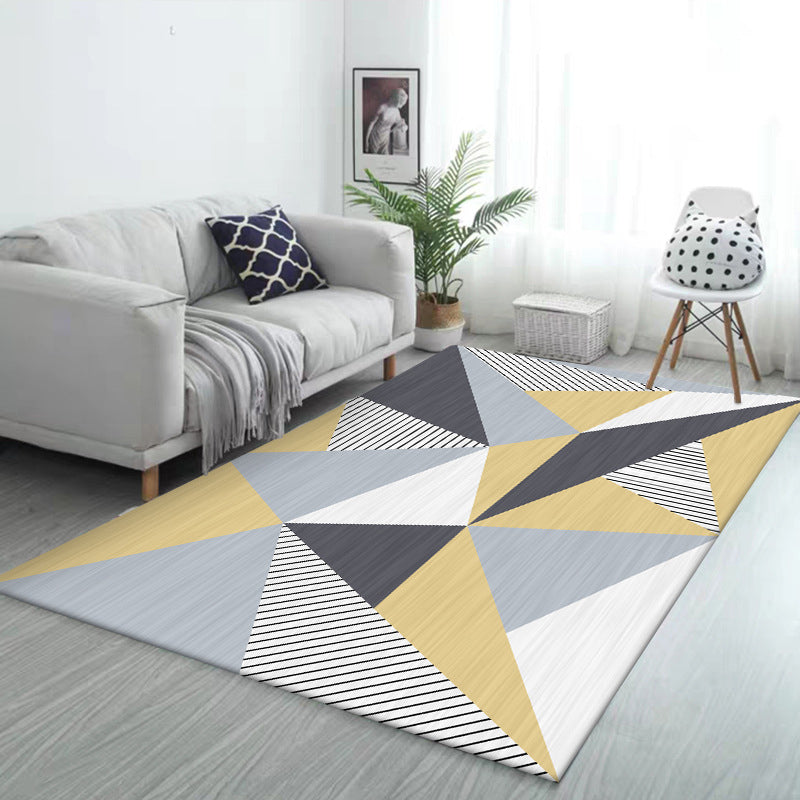 Colorful Bedroom Rug Modern Color Block Triangle Stripe Pattern Area Rug Polyester Machine Washable Carpet Clearhalo 'Area Rug' 'Modern' 'Rugs' Rug' 1580387
