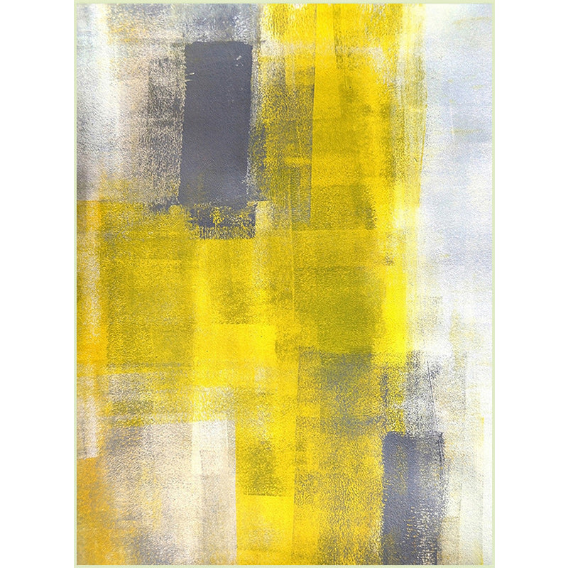 Yellow and Grey Contemporary Rug Polyester Brushstroke Painting Print Rug Washable Non-Slip Backing Carpet for Living Room Clearhalo 'Area Rug' 'Modern' 'Rugs' Rug' 1580420