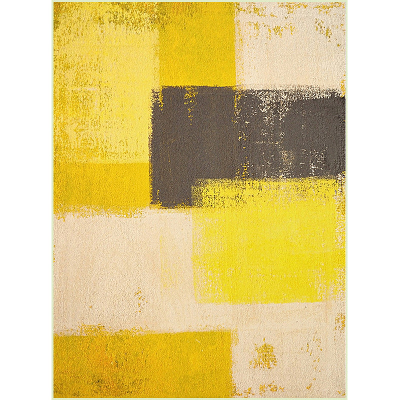 Yellow and Grey Contemporary Rug Polyester Brushstroke Painting Print Rug Washable Non-Slip Backing Carpet for Living Room Clearhalo 'Area Rug' 'Modern' 'Rugs' Rug' 1580428