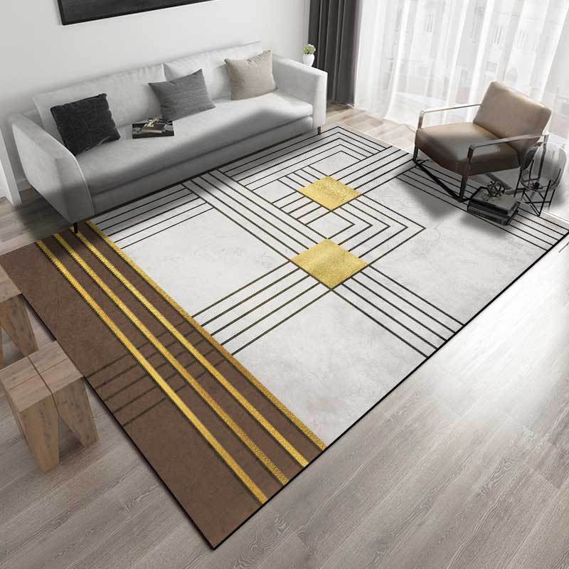 Grey and Brown Modern Rug Polyester Striped Pattern Rug Washable Non-Slip Backing Carpet for Living Room Clearhalo 'Area Rug' 'Modern' 'Rugs' Rug' 1580489