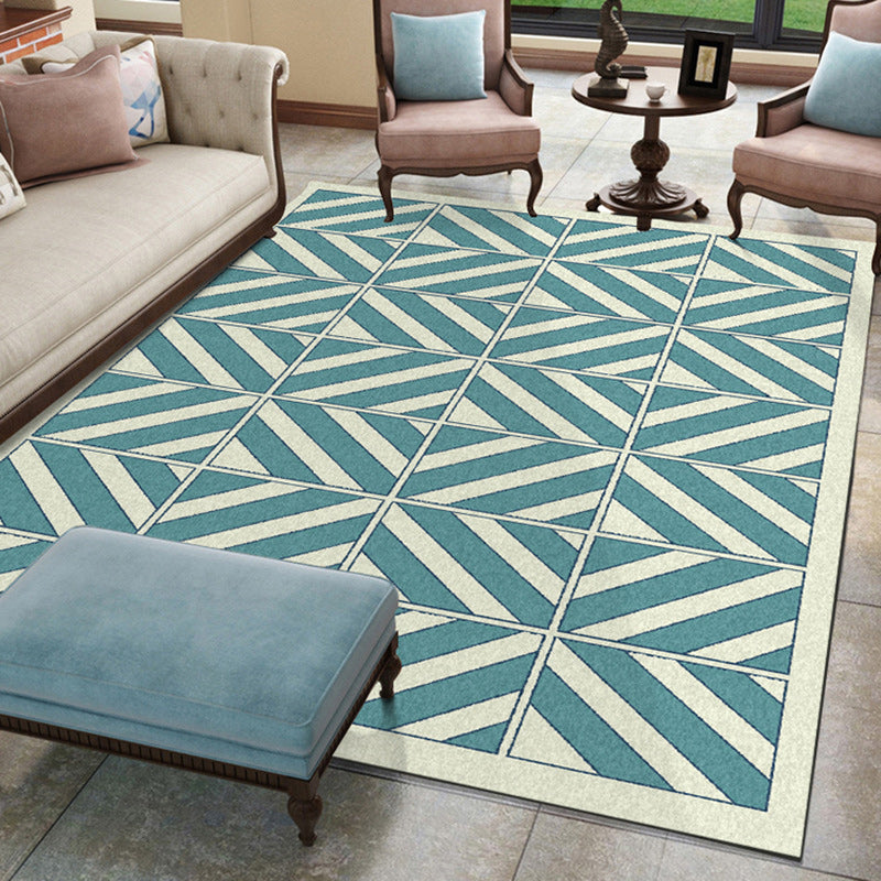 Unique Geometric Pattern Rug Green Modern Rug Polyester Washable Anti-Slip Backing Area Rug for Living Room Blue Clearhalo 'Area Rug' 'Modern' 'Rugs' Rug' 1580496