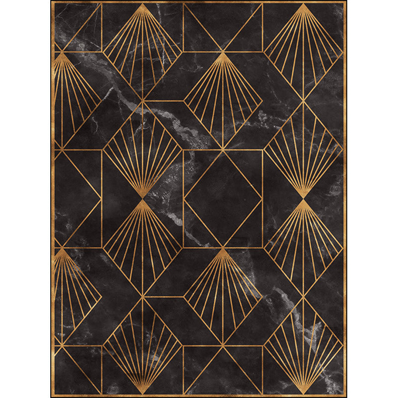 Black and Golden Modern Rug Polyester Geometric Print Rug Washable Non-Slip Backing Carpet for Living Room Clearhalo 'Area Rug' 'Modern' 'Rugs' Rug' 1580506