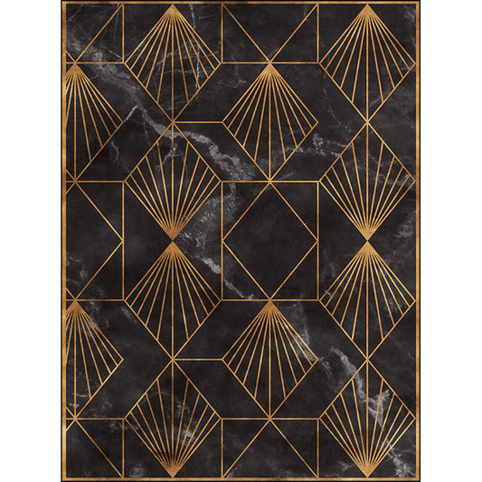 Black and Golden Modern Rug Polyester Geometric Print Rug Washable Non-Slip Backing Carpet for Living Room Clearhalo 'Area Rug' 'Modern' 'Rugs' Rug' 1580506