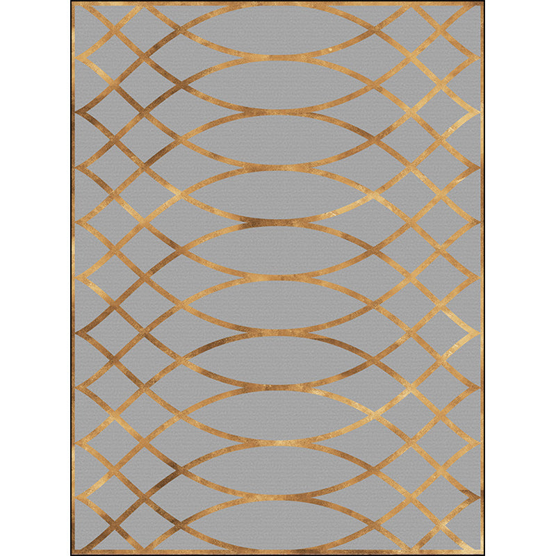 Contemporary Geometric Pattern Rug Grey and Golden Polyester Rug Machine Washable Non-Slip Backing Area Rug for Bedroom Clearhalo 'Area Rug' 'Modern' 'Rugs' Rug' 1580522