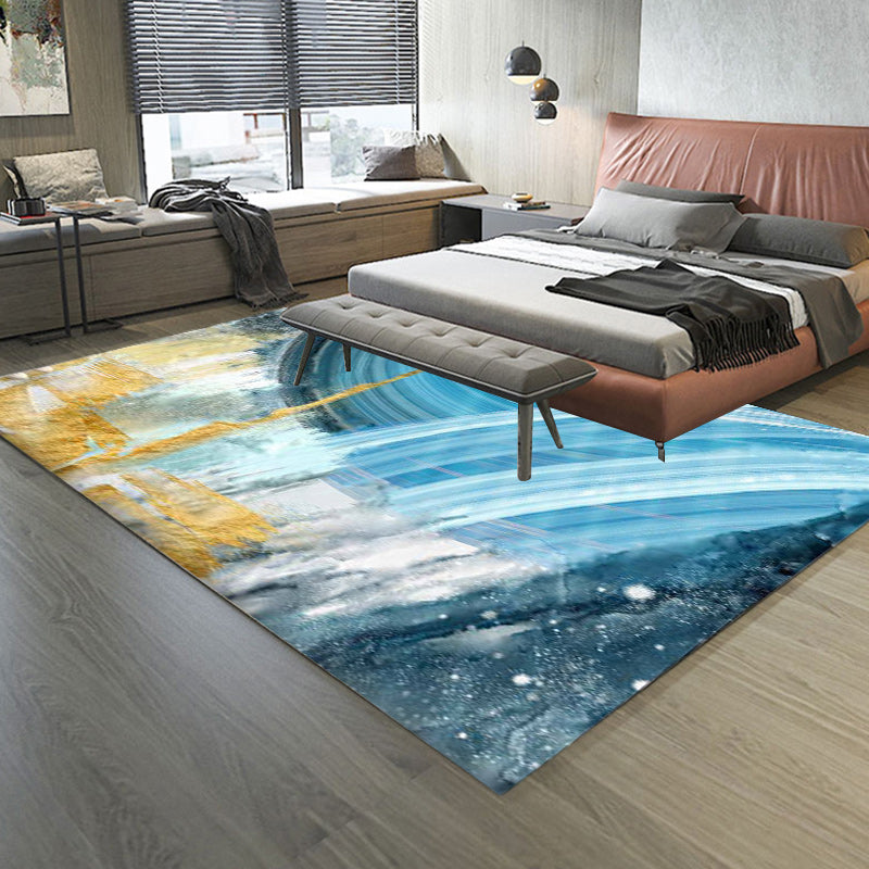 Modern Watercolor Pattern Rug Blue Polyester Rug Washable Non-Slip Backing Area Rug for Living Room Clearhalo 'Area Rug' 'Modern' 'Rugs' Rug' 1580570