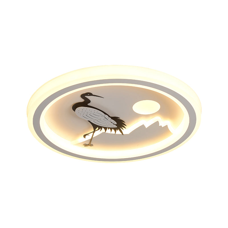 Square/Round Ceiling Fixture Modernist Acrylic LED White Flush Mount Lighting with Bird/Tree Pattern Clearhalo 'Ceiling Lights' 'Close To Ceiling Lights' 'Close to ceiling' 'Flush mount' Lighting' 1580647