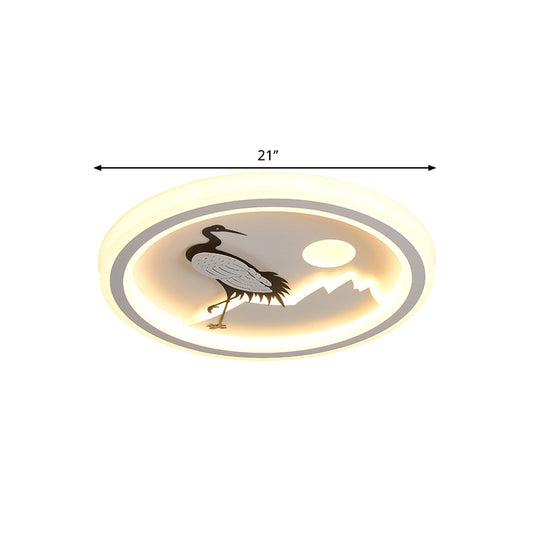 Square/Round Ceiling Fixture Modernist Acrylic LED White Flush Mount Lighting with Bird/Tree Pattern Clearhalo 'Ceiling Lights' 'Close To Ceiling Lights' 'Close to ceiling' 'Flush mount' Lighting' 1580648