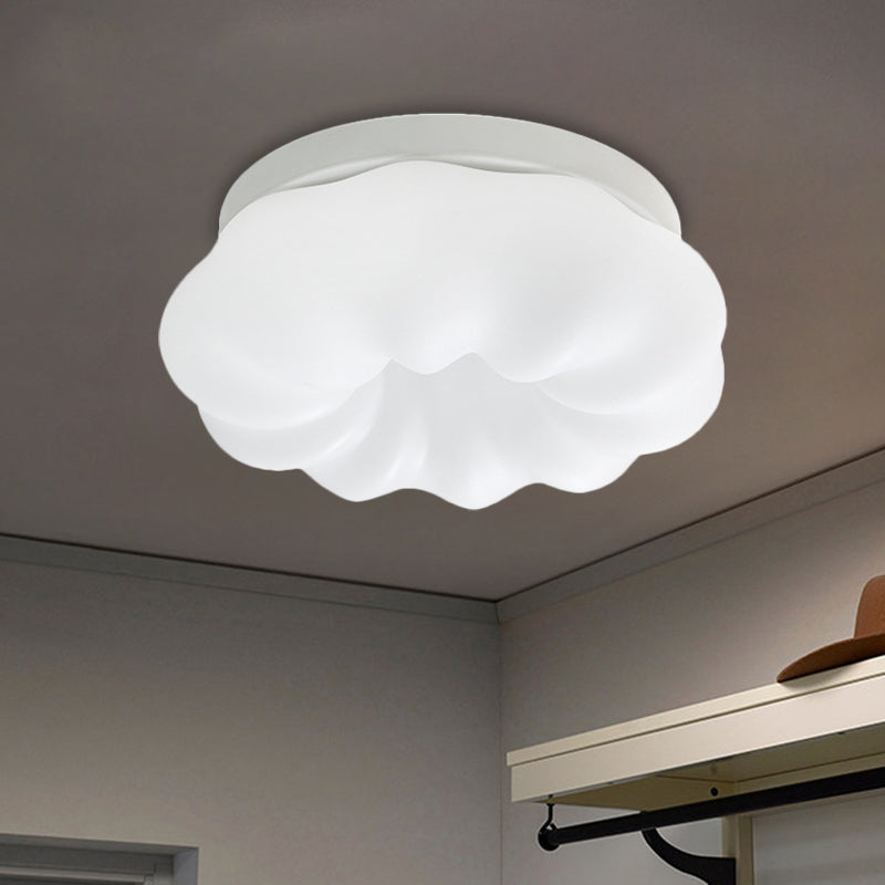 Resin Cloud-Like Ceiling Lamp Simplicity LED White Flush Mount Fixture in 3 Color Light, 12"/18" Width Clearhalo 'Ceiling Lights' 'Close To Ceiling Lights' 'Close to ceiling' 'Flush mount' Lighting' 1580670