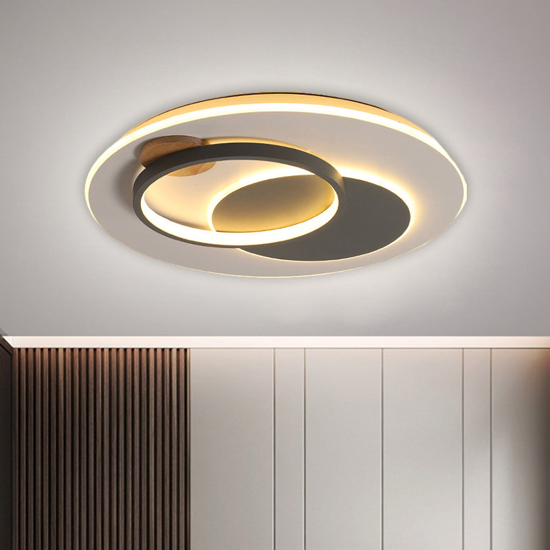 Black Multi-Ring Ceiling Fixture Minimalism 16.5"/20.5" W LED Metallic Flush Mount Lamp in Warm/White/Third Gear Light Black Clearhalo 'Ceiling Lights' 'Close To Ceiling Lights' 'Close to ceiling' 'Flush mount' Lighting' 1580681