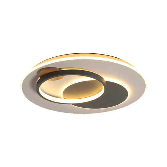 Black Multi-Ring Ceiling Fixture Minimalism 16.5"/20.5" W LED Metallic Flush Mount Lamp in Warm/White/Third Gear Light Clearhalo 'Ceiling Lights' 'Close To Ceiling Lights' 'Close to ceiling' 'Flush mount' Lighting' 1580683