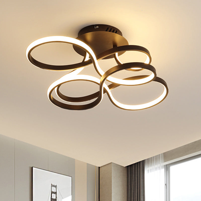 Metallic Twisted Line Flush Mount Simplicity White/Brass/Gold LED Close to Ceiling Lighting, White/3 Color Light Clearhalo 'Ceiling Lights' 'Close To Ceiling Lights' 'Close to ceiling' 'Semi-flushmount' Lighting' 1580714